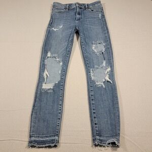 Abercrombie & Fitch Jeans Simone High Rise Ankle Distressed Ripped Denim Size 25